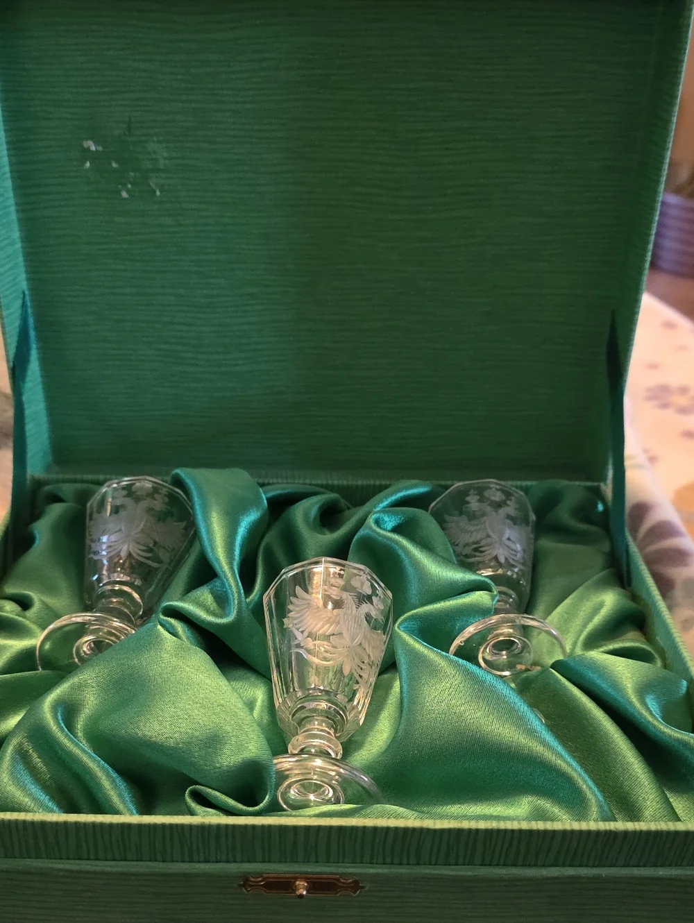 Stemmed cordials and goblets bearing the Imperial Double Headed Eagle